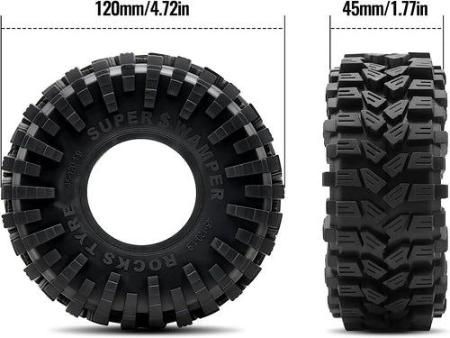 1.9'' RC Rubber Tires 1/10 RC Crawler Tyre for SCX10 90046 SCX10 UTB18 TRX4 6 Redcat Gen8 7 VS4-10 1/10 RC Crawler Car 45*120mm