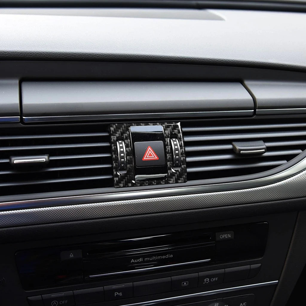 For Audi A6 S6 C7 A7 S7 4G8 2012-2018 Warning Lights Decoration Cover Trim Sticker Car Interior Accessories Carbon Fiber