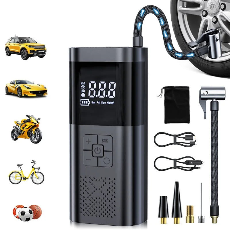Car wireless portable inflation pump 2-in-1 car mounted multifunctional high-power digital display inflation pump