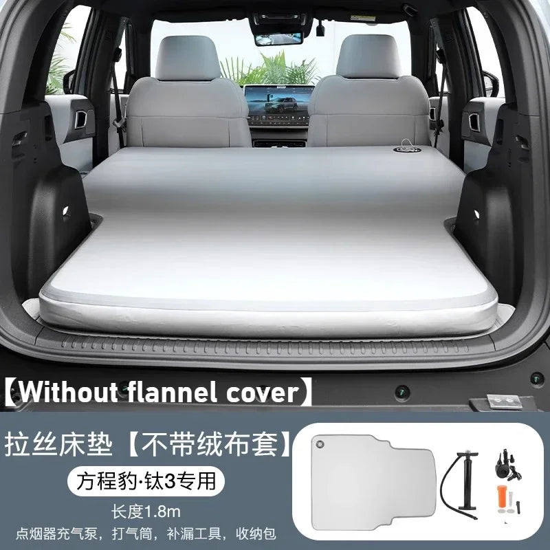 Car Travel Bed for BYD Formula Leopard Titanium 3 2025 1.8M Inflatable Air Mattress, Outdoor Camping Inflatable Suede Fabric Bed
