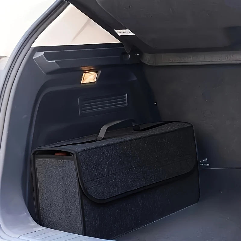 1-Pack Car Trunk Organizer: Foldable, multi-compartment with ergonomic handle, for SUVs/sedans/trucks, durable fabric