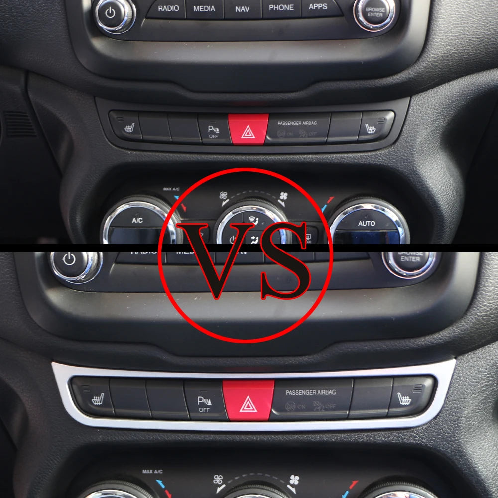 For Jeep Renegade BU 2015 2016 2017 Interior Accessories Center Console Sticker Warning Light Frame Decoration Trim Cover