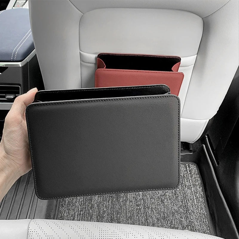 Car Interior Storage Organizer Foldable Leather Trash Bin Seatback Hanging Multi Pocket Car Door Storage Box for Auto Accessory