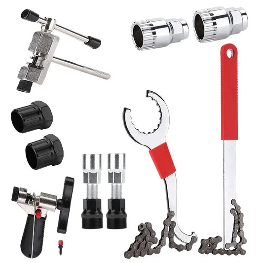 Bicycle Repair Tool Kit for Mountain Bikes Chain Breaker Flywheel Remover Complete Bike Maintenance Set for Road MTB Hybrid Bike