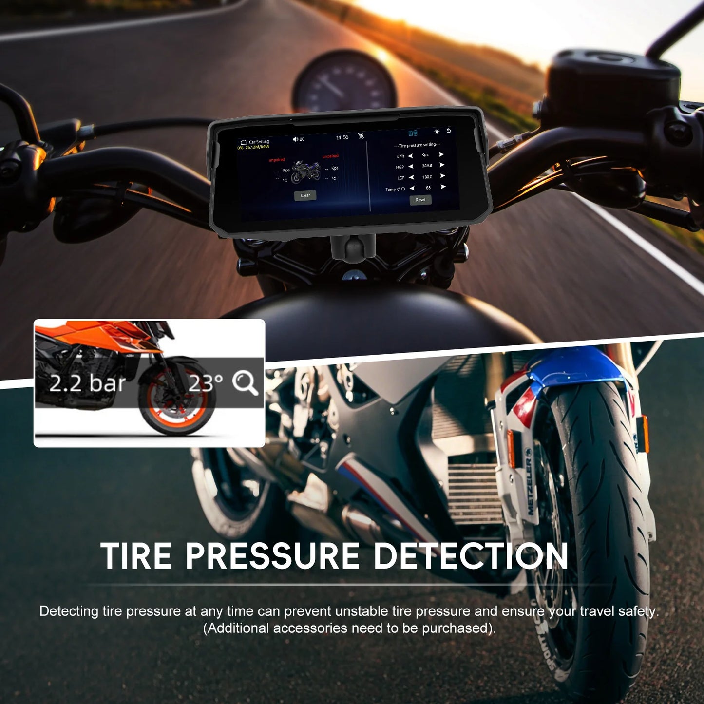 Podofo 6.86'' Smart Screen Player Motorcycle Carplay Android Auto IP68 Waterproof Bluetooth Tire Pressure Airplay Android Cast