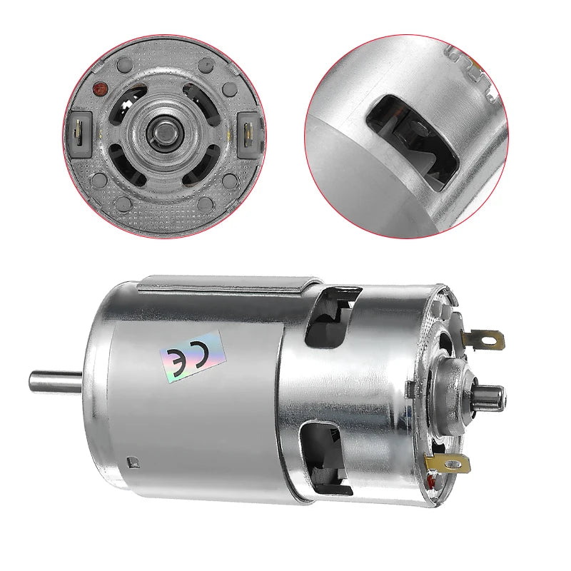 Motor de CC 775, máx. 21 000 RPM, 12 V-24 V CC, con cojinetes de bolas, gran par, alta potencia, bajo nivel de ruido, motorreductor, componentes electrónicos.