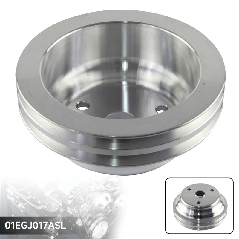Crankshaft Pulley Aluminum Fit for Small Block Chevy 2 Groove LWP Long Water Pump for  350 Crank