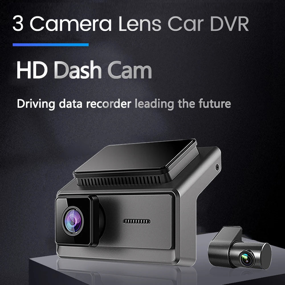 3 Camera Lens Car DVR 2K HD Dash Cam 24 H parking monitoring WiFi mobile interconnection automatic loop recording Night Visionn