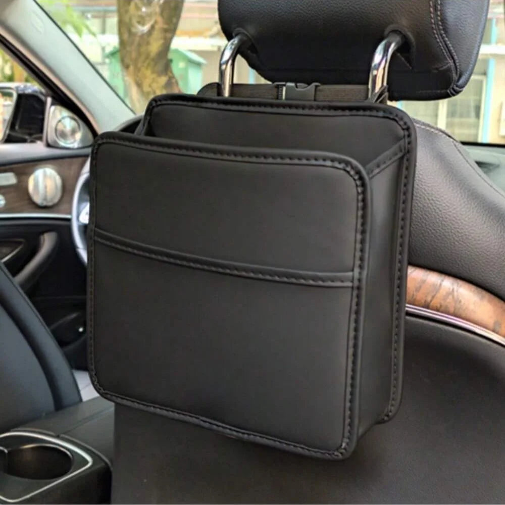 Car Seat Organizer, Car Seat Back Hanging Bag, Car Document Holder, Hanging Car Trash Bag, Premium PU Leather Garbage Can, Vehic