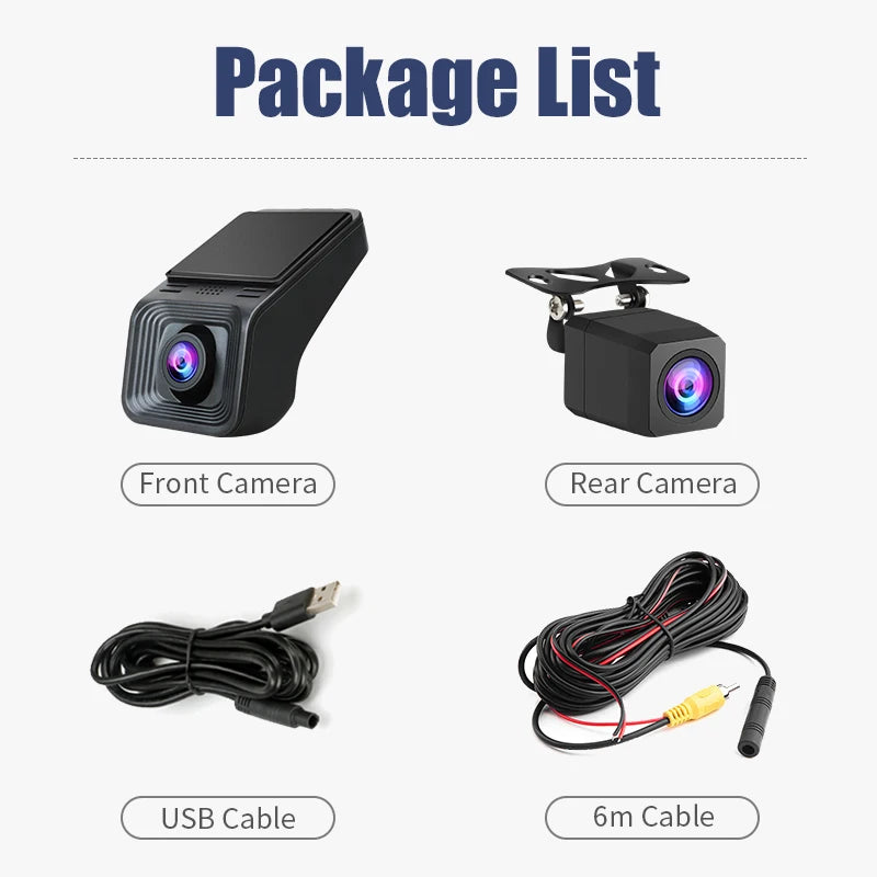 Full HD 170° Wide Angle Dash Cam for Android Multimedia Double Recording Front And Rear Camera ADAS Car DVR USB TF Card 32G 64G