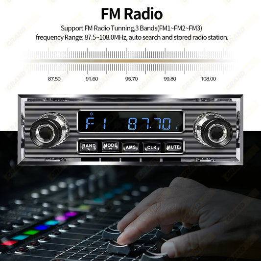 Grandnavi 1 Din Car Radio MP3 Player Classic Car Retro Audio Stereo Support FM AUX EQ USB Input In-dash Bluetooth For Benz