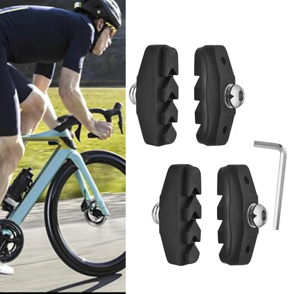 2pair Bicycle For  V-Brake Pads Powerful Wet/Dry Stop 50mm Rubber  Road & MTB L/R  Road Bicycle Silent  Brake Pads Cycling Parts