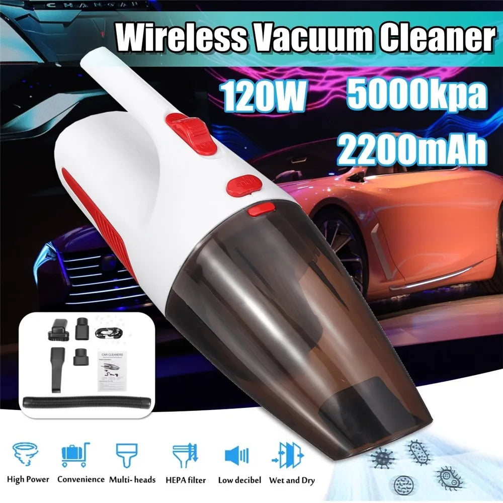5000kpa Wireless Car Vacuum Cleaner High Suction for Car Wet and Dry USB Charge Vacuum Cleaner Handheld 12V Mini Vacuum Cleaner