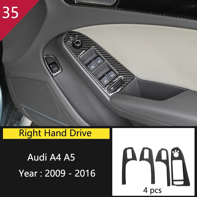 For Audi A4 S4 RS4 B8 8K A5 S5 RS5 8T 8F Carbon Fiber Interior Auto Gear Shift Panel Cover Frame Trim Sticker Car Accessories