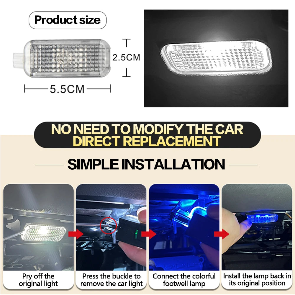 LED Car Interior Decoration Footwell Light Bulbs Atmosphere Lamp Accessories For AUDI Q3 Q5 Q7 Q8 A1 A3 A4 A5 A6 C6 C7 C8 A7 A8
