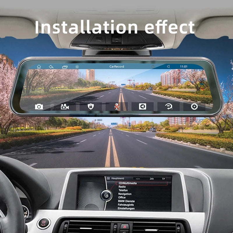 9.36 Inch Touch Screen Wireless Carplay Car Stream Media Dashcam DVR Rearview Mirror Dash Camera Recorder Night Vision