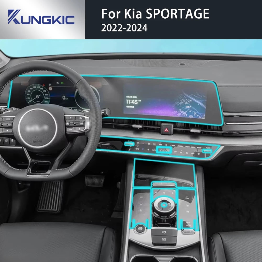 For Kia SPORTAGE 2024 2023 2022 Accessories Car interior film transparent TPU Gear Panel Center Console Anti-scratch Sticker