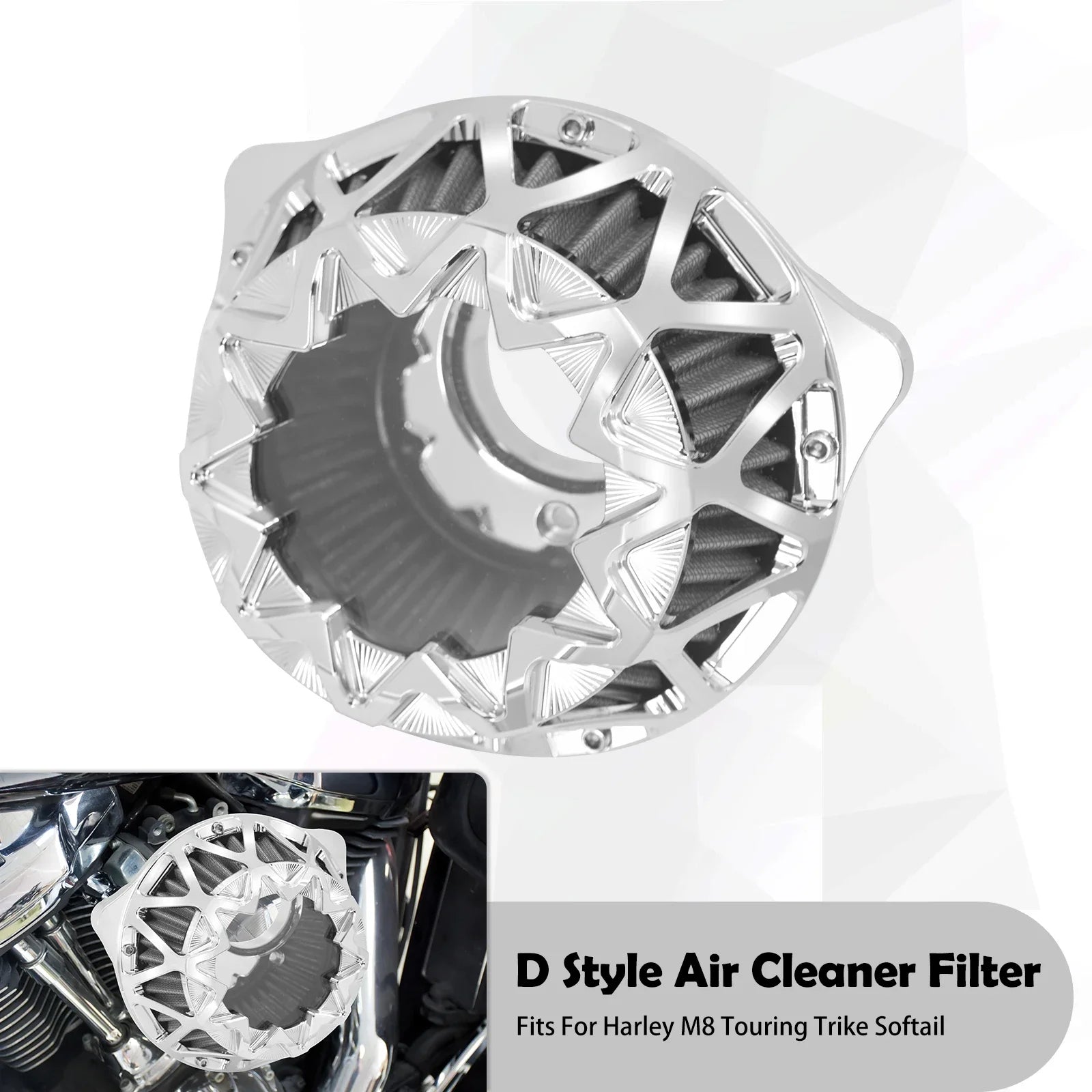 Motorcycle Air Cleaner Intake Filter Chrome For Harley Touring Electra Road Glide Dyna FXDLS Softail FLSTNSE Sportster XL48 883