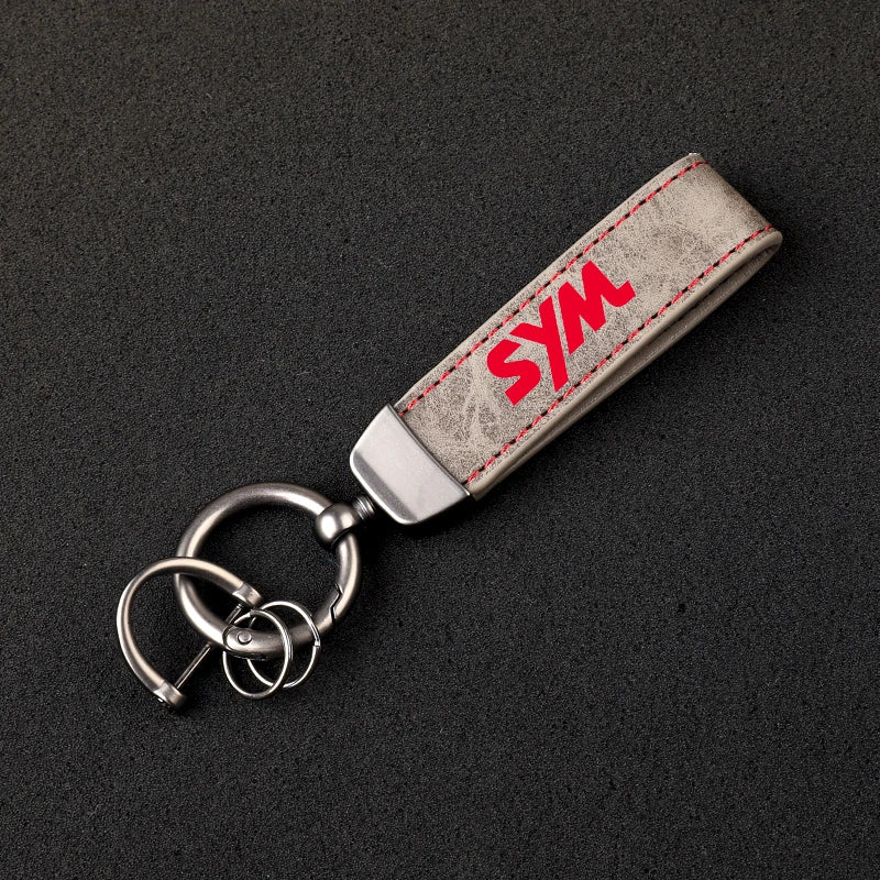 HD printed vintage leather horseshoe ring keychain for SYM Motorcycle Accessories