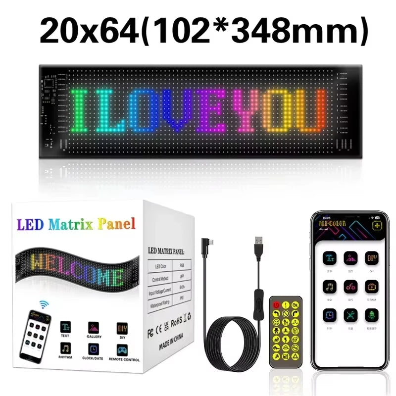 Dynamic Devil Eyes Light for Car Truck Windshield Programmable LED Display Flexible Soft Screen DIY Bluetooth APP Remote Control