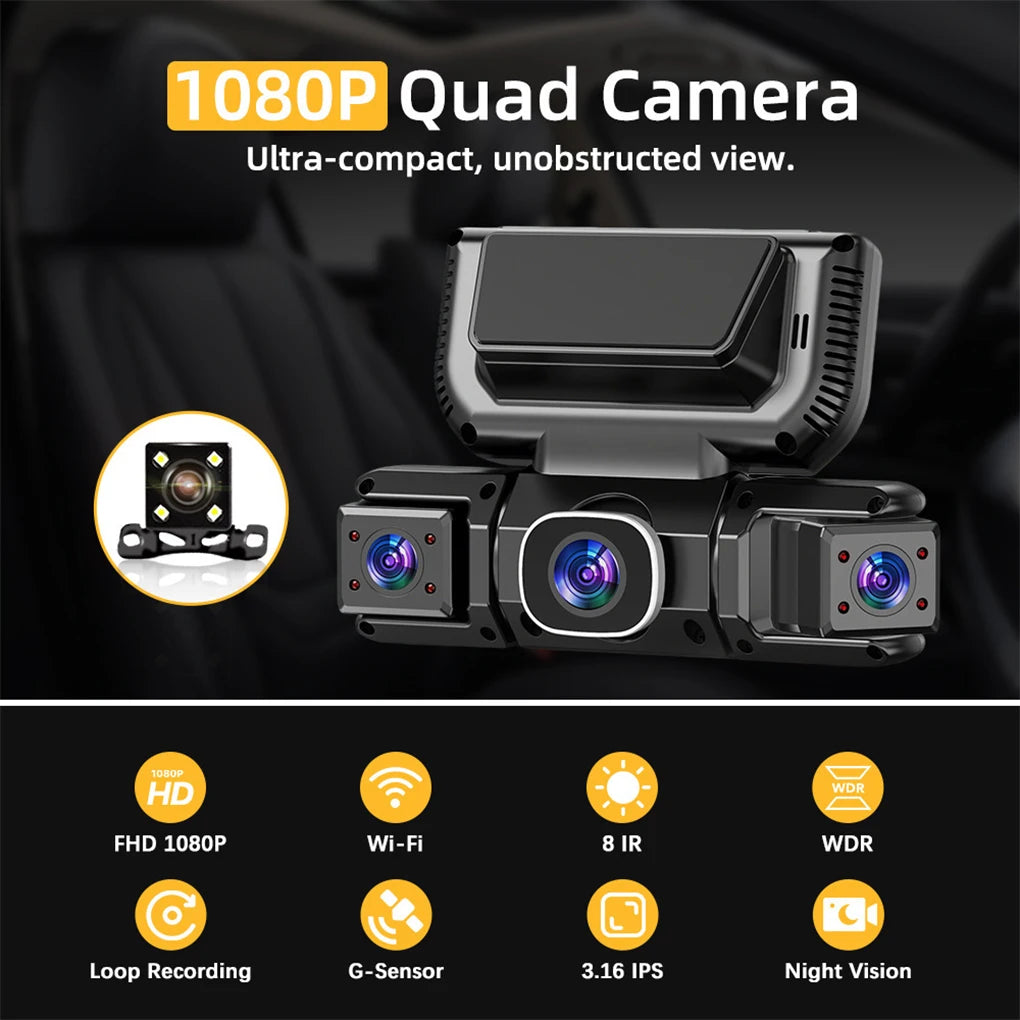 4 Camera 360 Degrees Car DVR 1080P Video Recorder WIFI Dash Cam Front right left Rear View camera 24h Parking Monitor