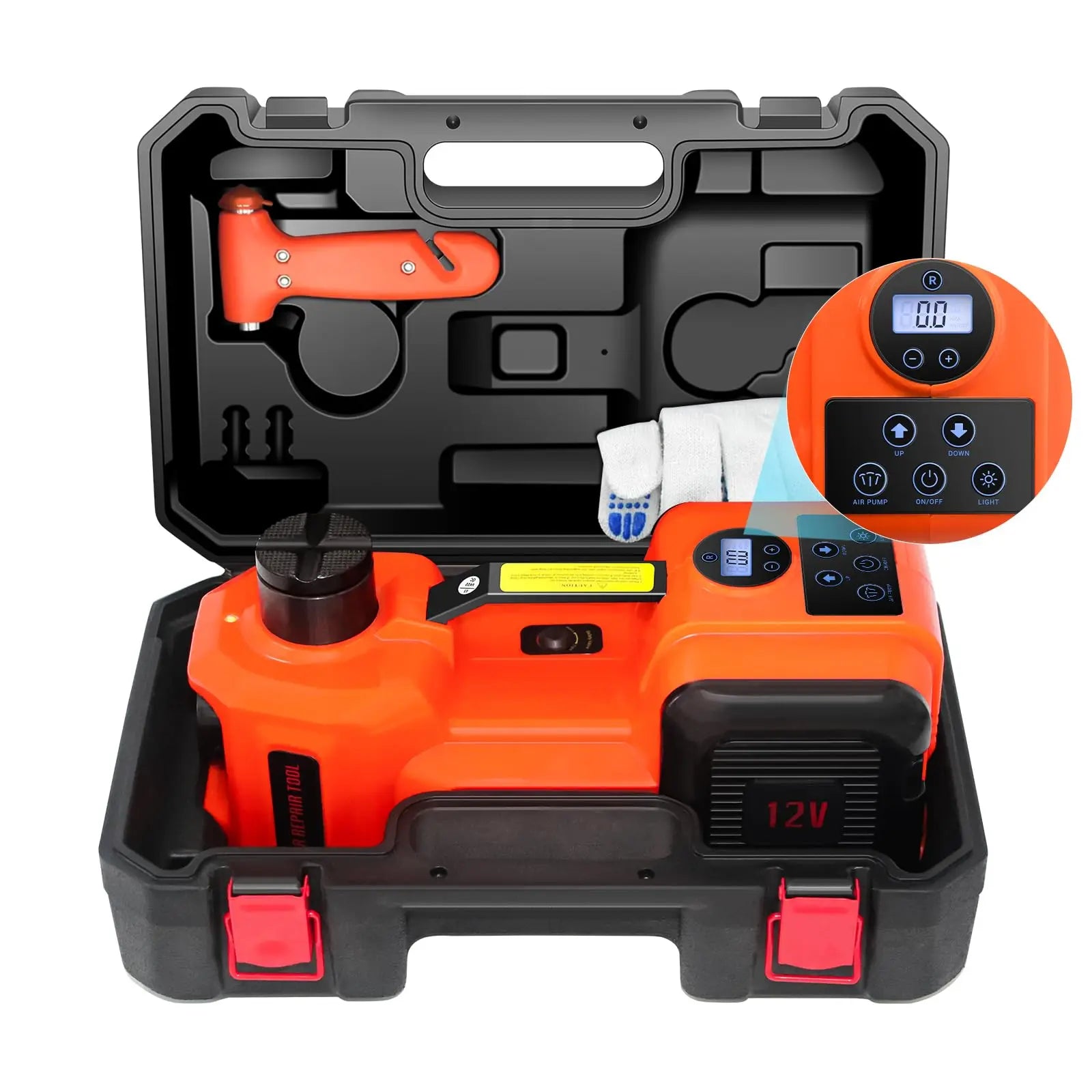 Electric Car Jack Kit 5Ton 12V Hydraulic Car Jack Lift For SUV MPV Sedan Truck Change Tires Garage Repair With LCD