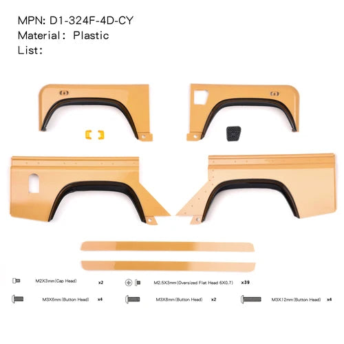 Kit de carrocería para camioneta pickup con distancia entre ejes de 324 mm, accesorios para coche RC Crawler 1/10 Traxxas TRX4 Defender AXIAL SCX10 RC4WD D90 D110.