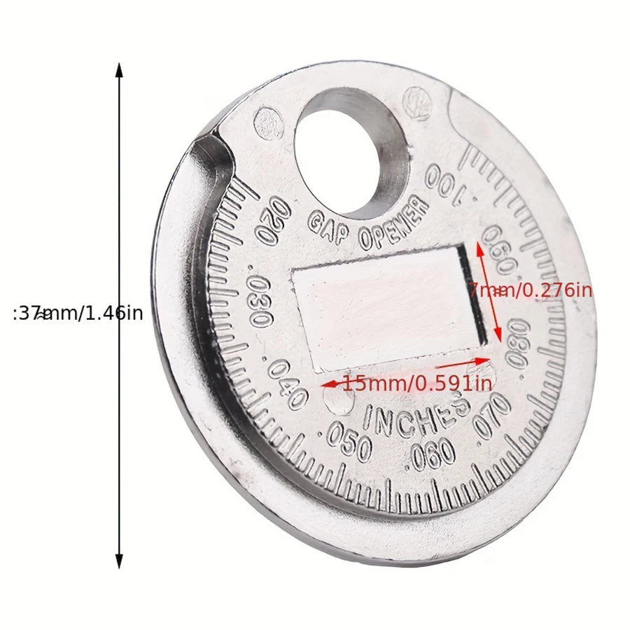 Herramienta de medición de calibre de bujía de tipo moneda de 0,6-2,4 mm (0,02-0,10 pulgadas)