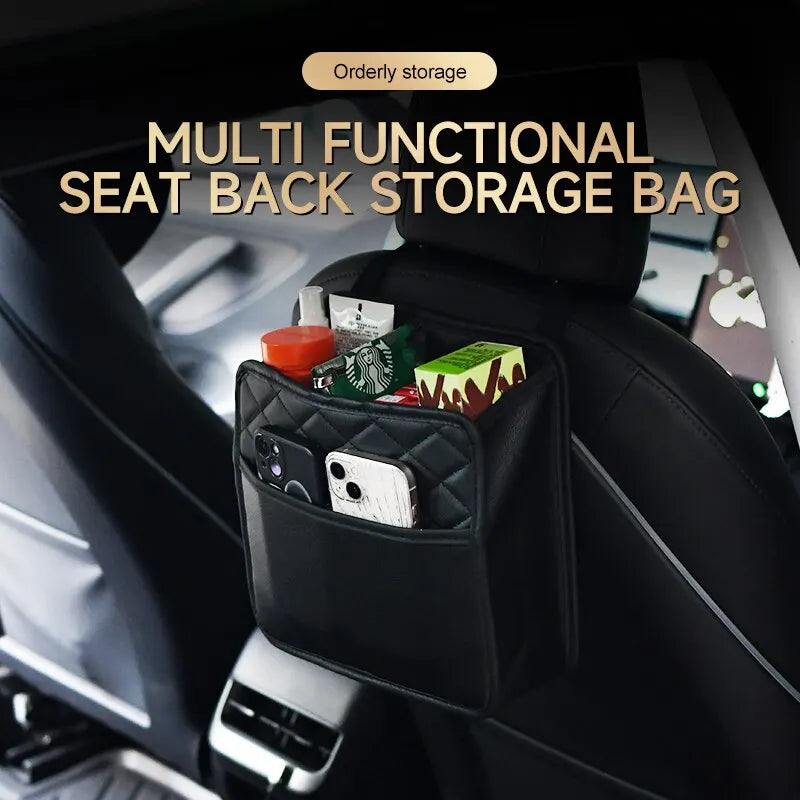 Car Back Seat Organizer with Waterproof Storage Box and Phone Pocket