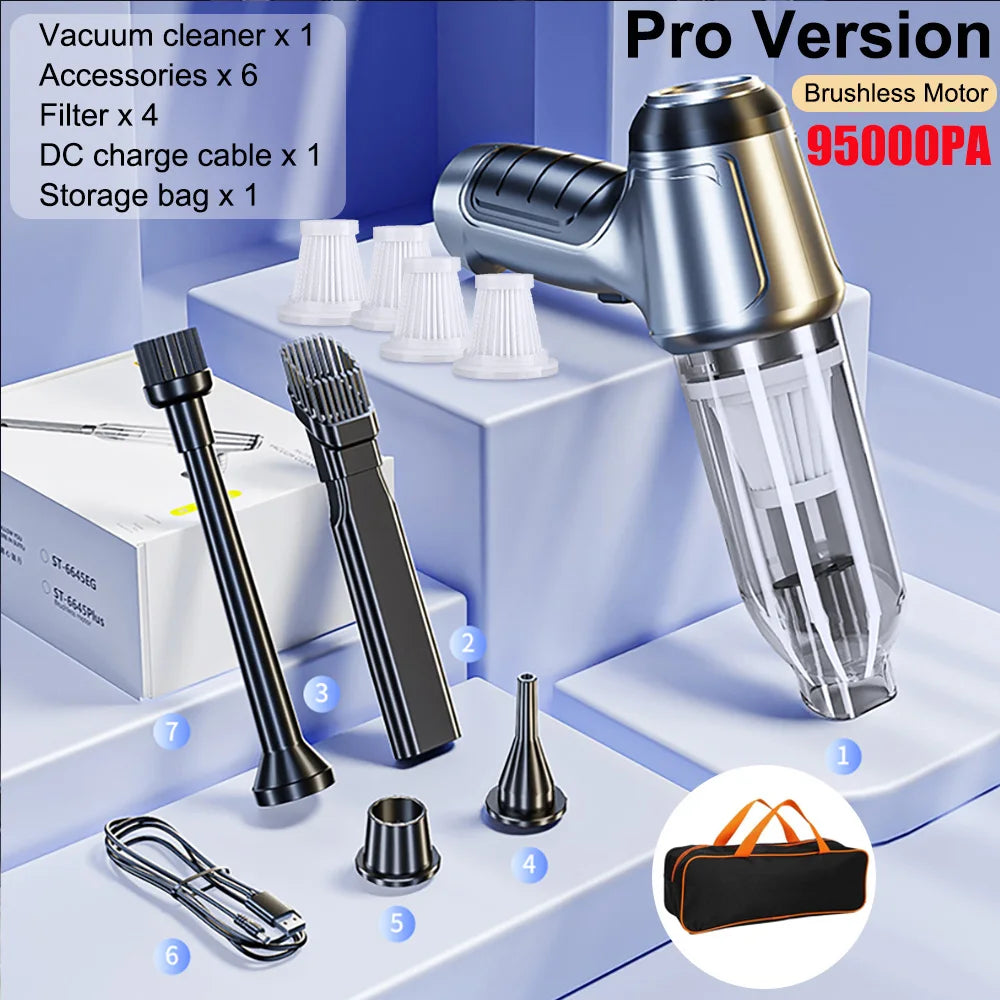 Car Vacuum Cleaner 95000PA Strong Suction Vacuum Cleaner for Car Home Portable Handheld Auto Vacuum Cleaner Powerful Blower
