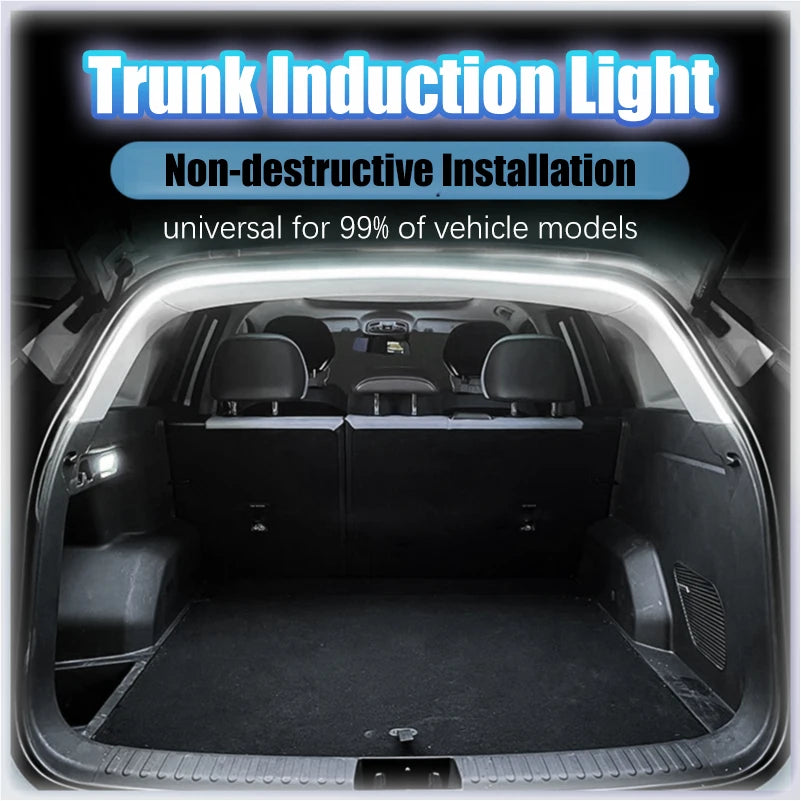 Car Trunk Led Light Strip Waterproof PVC Flexible Ambient Light Strip Automatic On/Off Hidden Installation Universal for Suv/Mpv