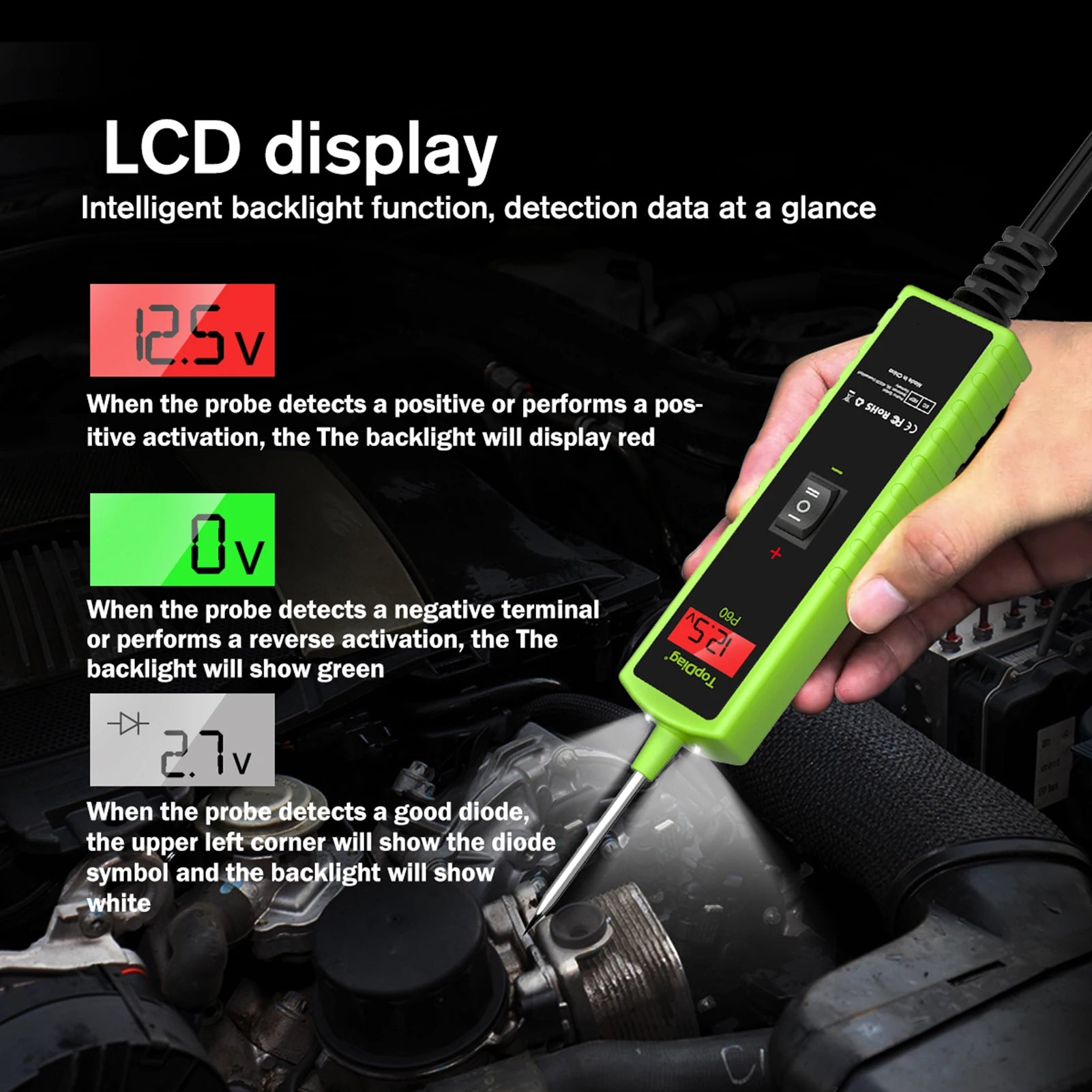 Electrical System Short Tester 6-30V DC with Function Flashlight Component Activation TopDiag P60 Automotive Circuit Tester Car