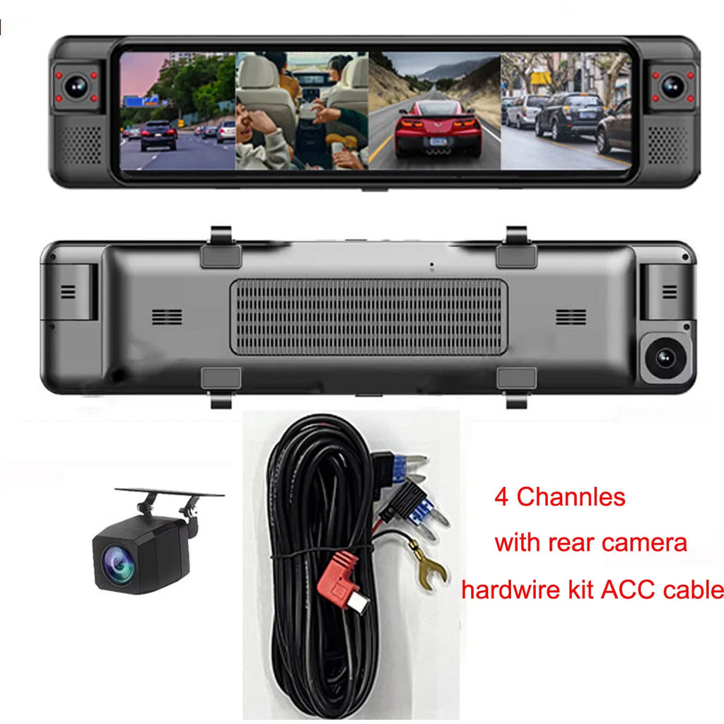 4K Mirror Dash Cam 4 Channel WIFI GPS ADAS BSD Blind Spot Detection Reverse Assist RearView Mirror Car DVR with Special Bracket