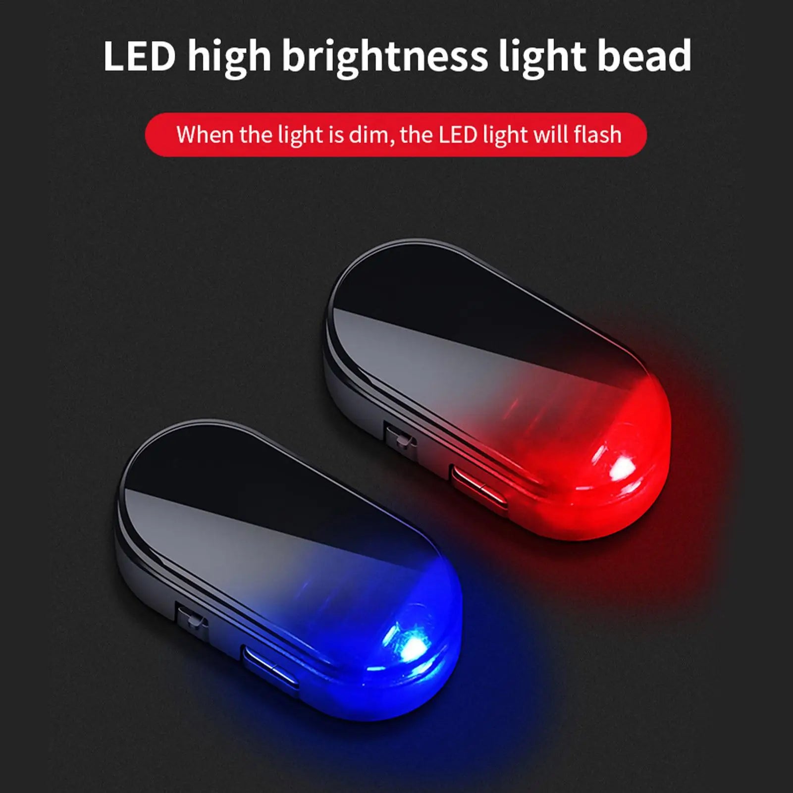 Car solar anti-theft light auto interior warning light LED Warning Lamp Simulated Alarm Anti-Theft LED Flashing Security Light