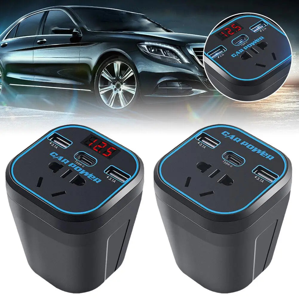 Car Power Inverter 12V/24V TO 110V 220V Converter Type-C Multi-function Charger Socket 3.1A Fast Charger Car Power Converter