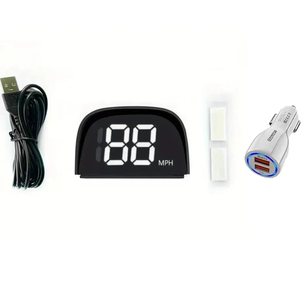 Smart Car HUD Display with Real-Time Speed/Time/Digital Compass - HD Plug-and-Play Head-Up Display