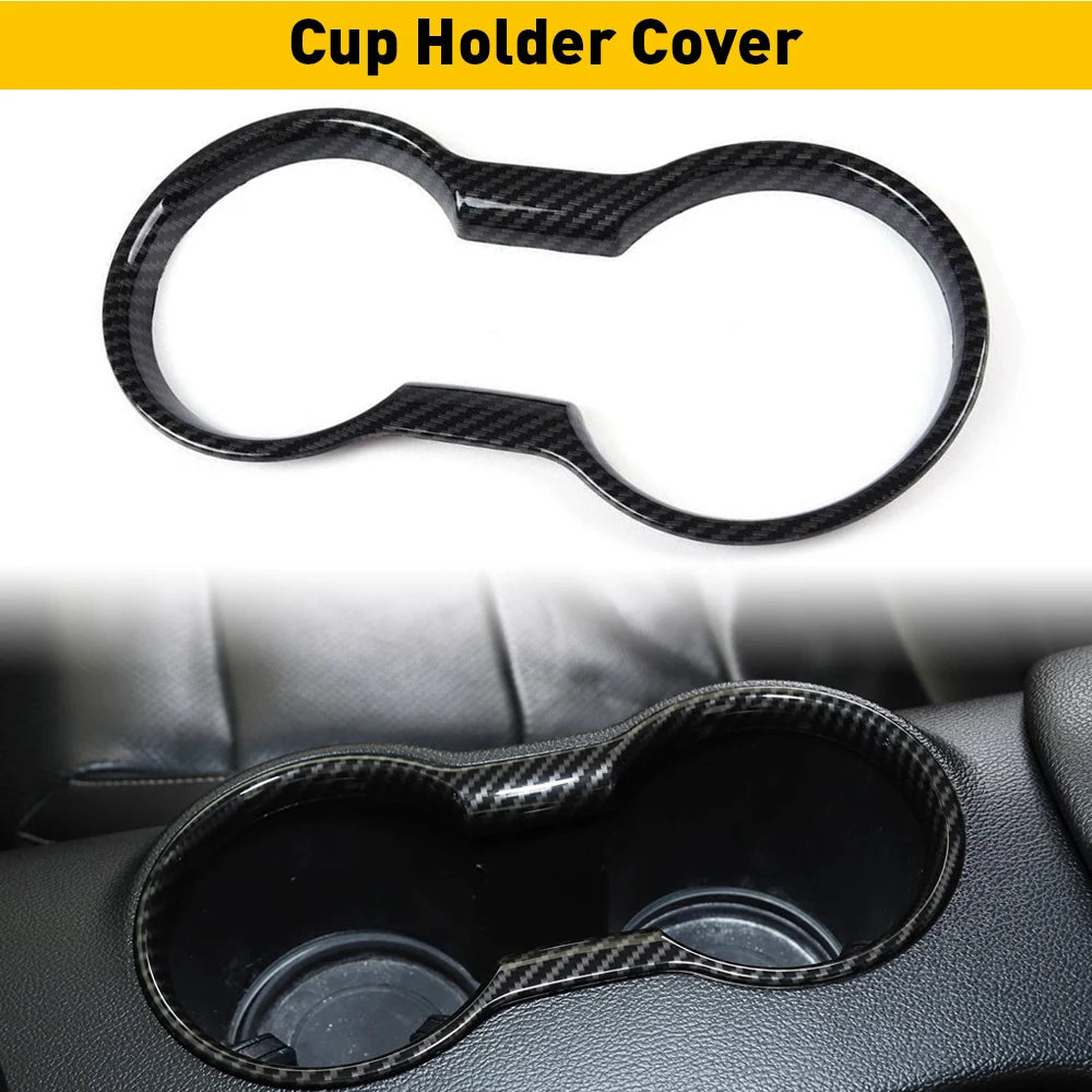 For Ford Mustang 2015 2016 2017 2018 2019 2020 2021 2022 Car Interior Water Cup Holder Cover Decoration Accessories Carbon Fiber