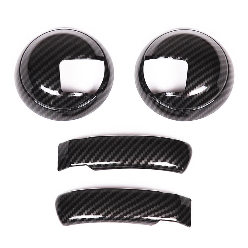 ABS Carbon Fiber Car Interior Door Handle Decoration Cover Stickers Trim For Fiat 500 Abarth 595 2010-2024 Auto Accessories