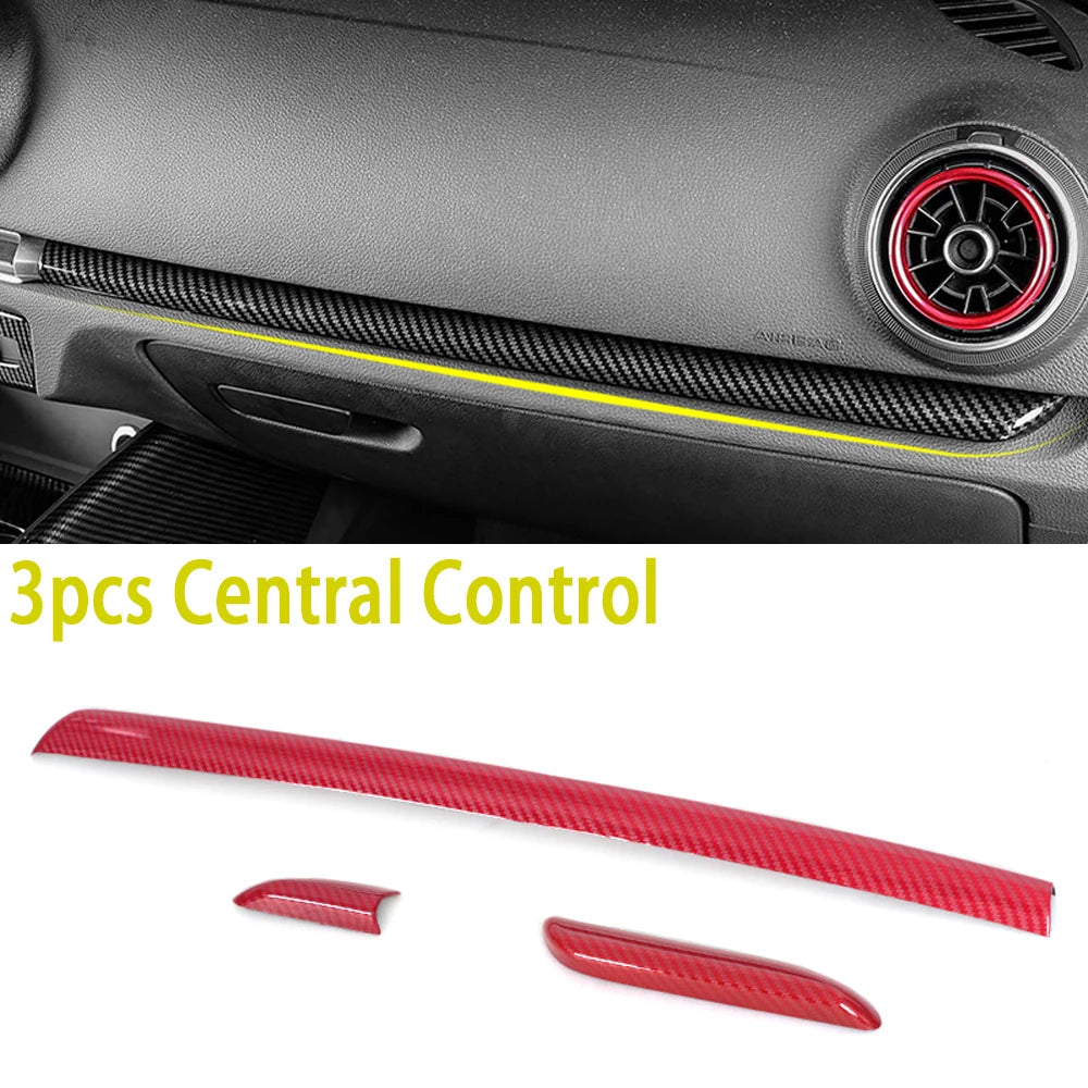 For Audi A3 S3 RS3 2014-2018 For LHD Car Center Console Door Panel Carbon Fiber Trim ABS Interior Cover Trims Accessories