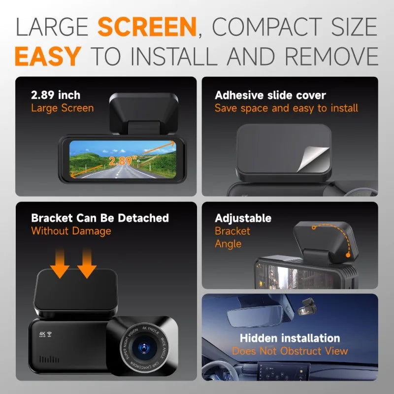 DVR/Dash Camera A215 Dash Cam Night Vision HD4K Dash Cam 4K+1080P+WiFi+GPS+64G  Driving Recorder 4K HD 5G WiFi GPS Tracking