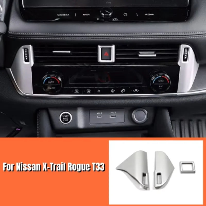 For Nissan X-Trail T33 Rogue 2021 2022 2023 ABS Interior Accessories Center Air Conditioning AC Outlet Vent Frame Trims