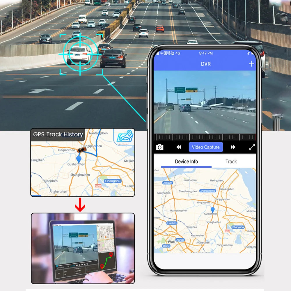 4G LTE Dashcam 4K Car Dvr Black Box Front & Rear View Car Camera Collision Warning GPS Tracking Human Detection Car Recorder
