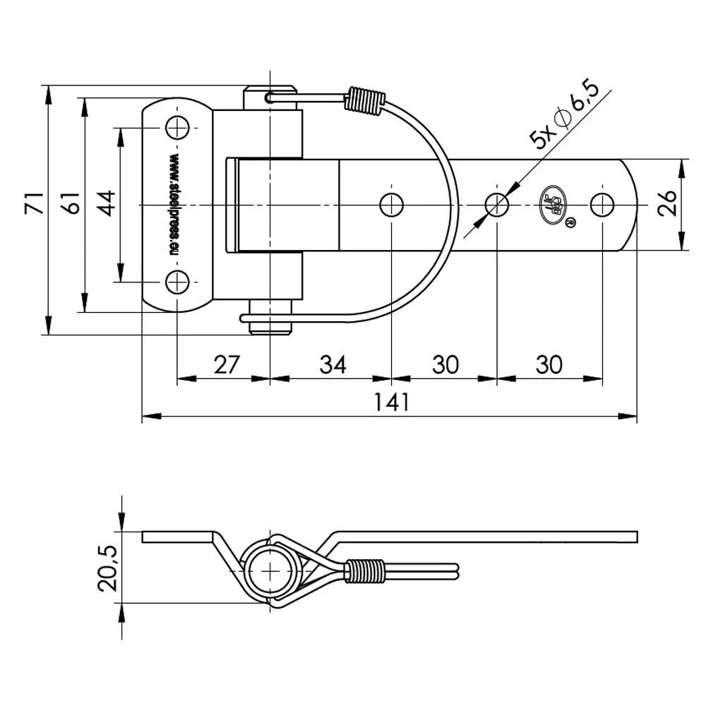 Truck Trailer Steel Galvanized D-Type Folding Box Cabinet Hinge Car Hinge Trailer Body Accessories Trailer Couplings Accessories