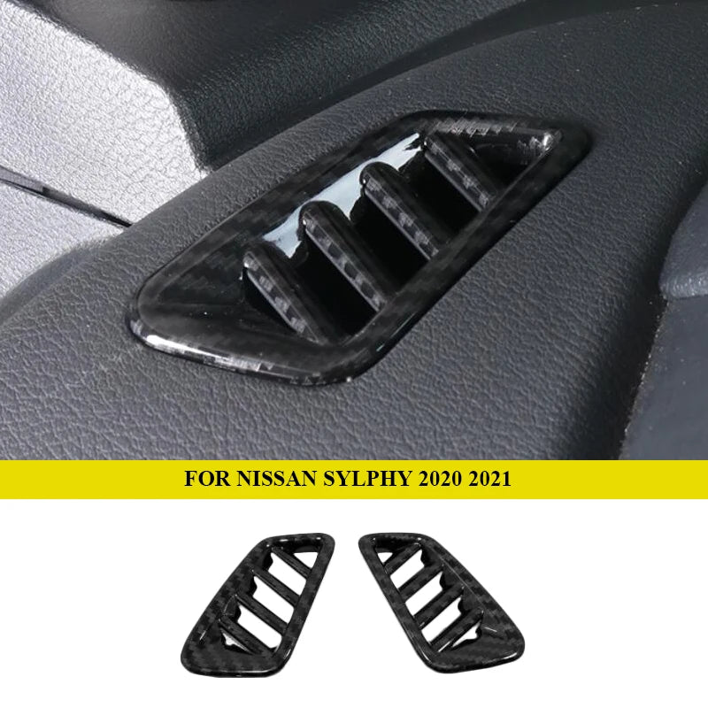 Car Interior Accessories For Nissan Bluebird Sylphy 2020 2021 2022 ABS Carbon Fiber Front Center Air Outlet Vent Cover Trim