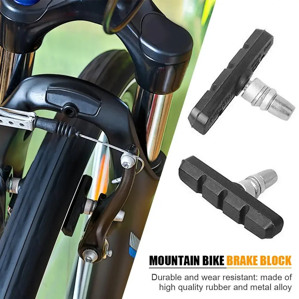 20-1PCS Mountain Road Bike Brake Block Practical Rubber Metal V-brake Shoes Pad Wear Resistant Bicycle Riding Brake Accessories