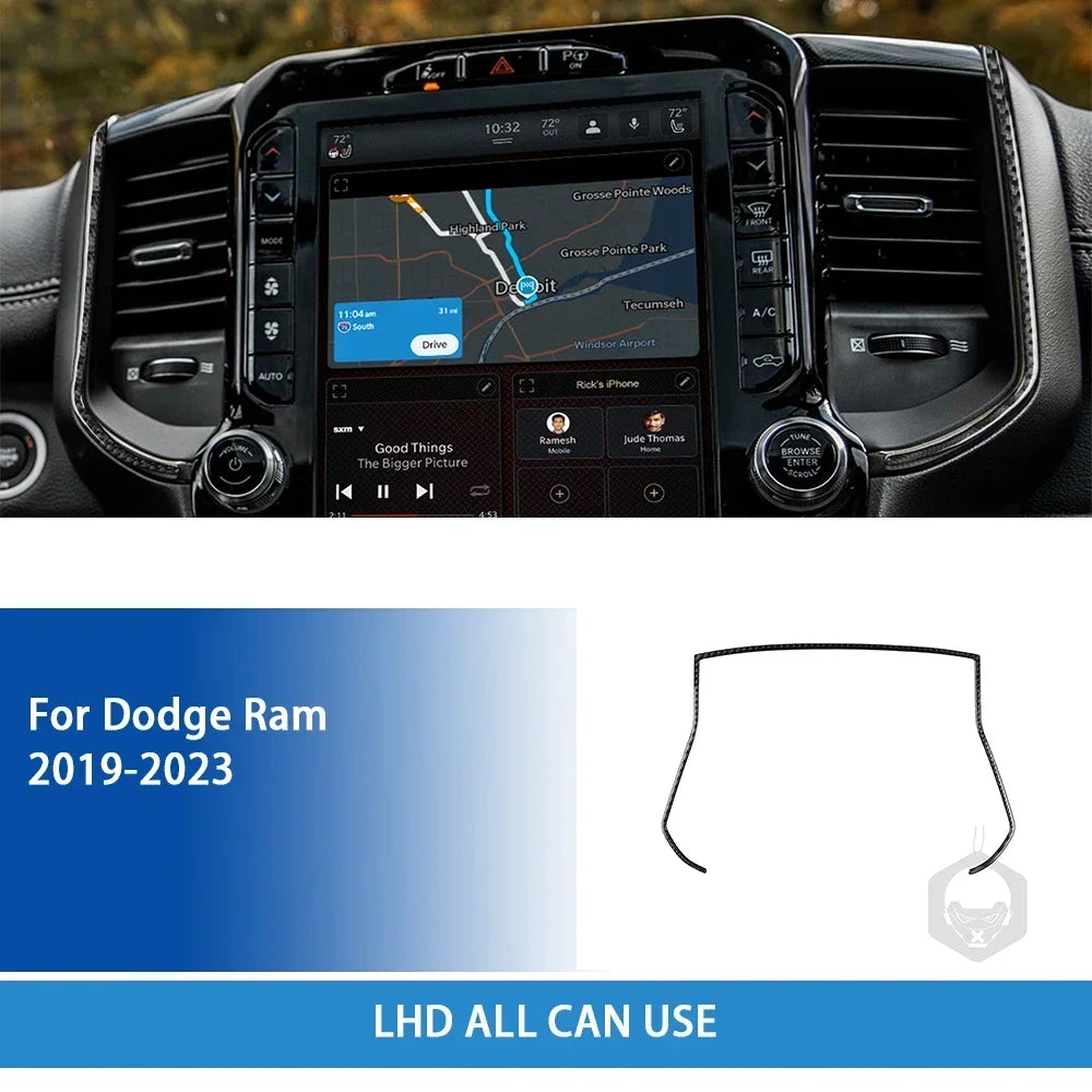For Dodge Ram 2019 2020 2021 2022 2023 Accessories Carbon Fiber Car Interior Grar Handle Air Outlet Trim Sticker Decoration