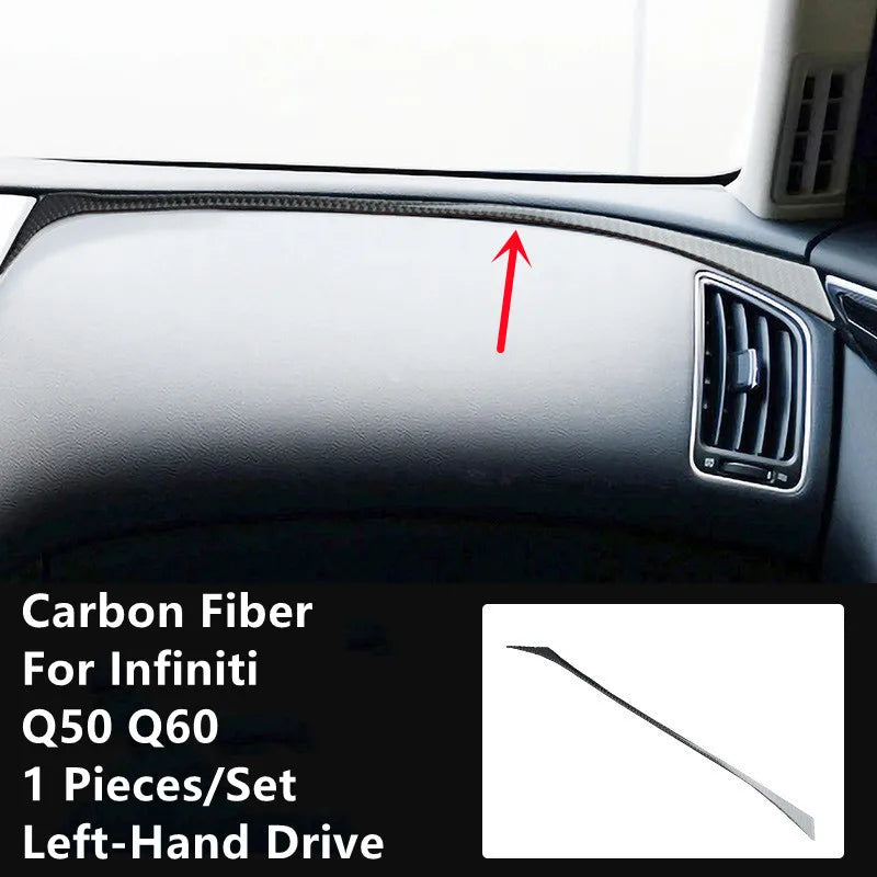 Carbon Fiber Car Interior Modification Cover Trim Strips Decorative Stickers For Infiniti Q50 Q60 Car Styling Inner Accessories