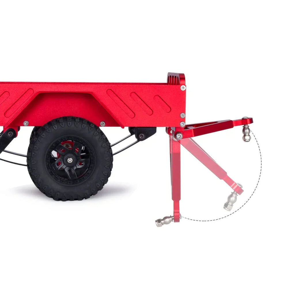 Aluminum Alloy Utility Trailer Car with Hitch for TRX4M 1/18 1/24 RC Crawler SCX24 Defender Bronco K10 Upgrade Parts