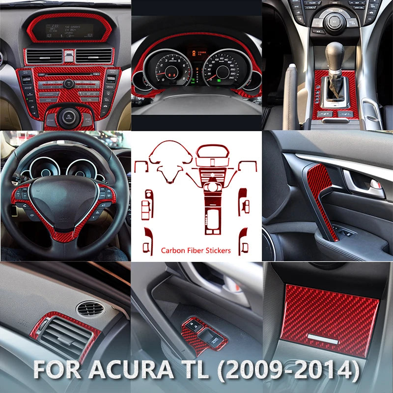 New Car Interior Decoration Carbon Fiber Red Sticker For ACURA TL 2009 2010 2011 2012 2013 2014 Auto Accessories