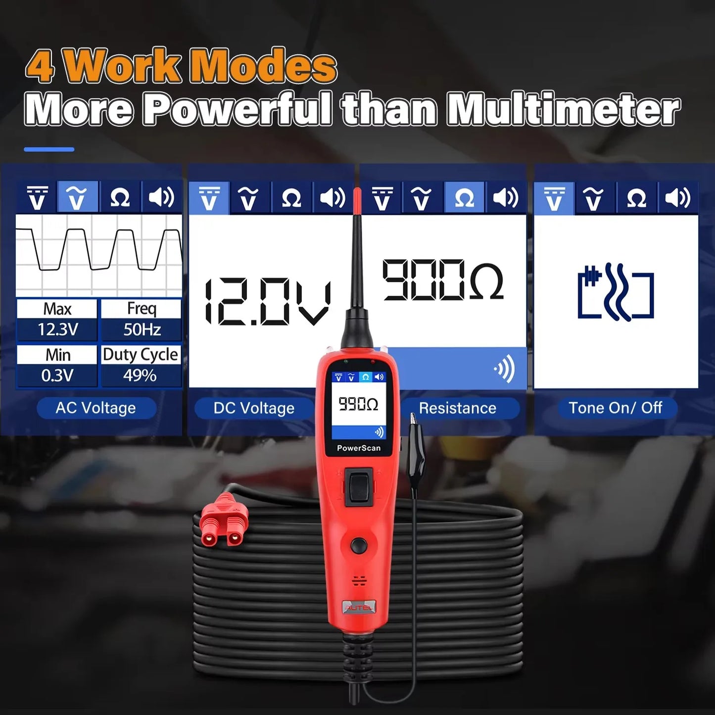 Autel PowerScan PS100 Auto Circuit Tester Diagnostic AVOmeter Test Tool Automotive OBD2 Scanner